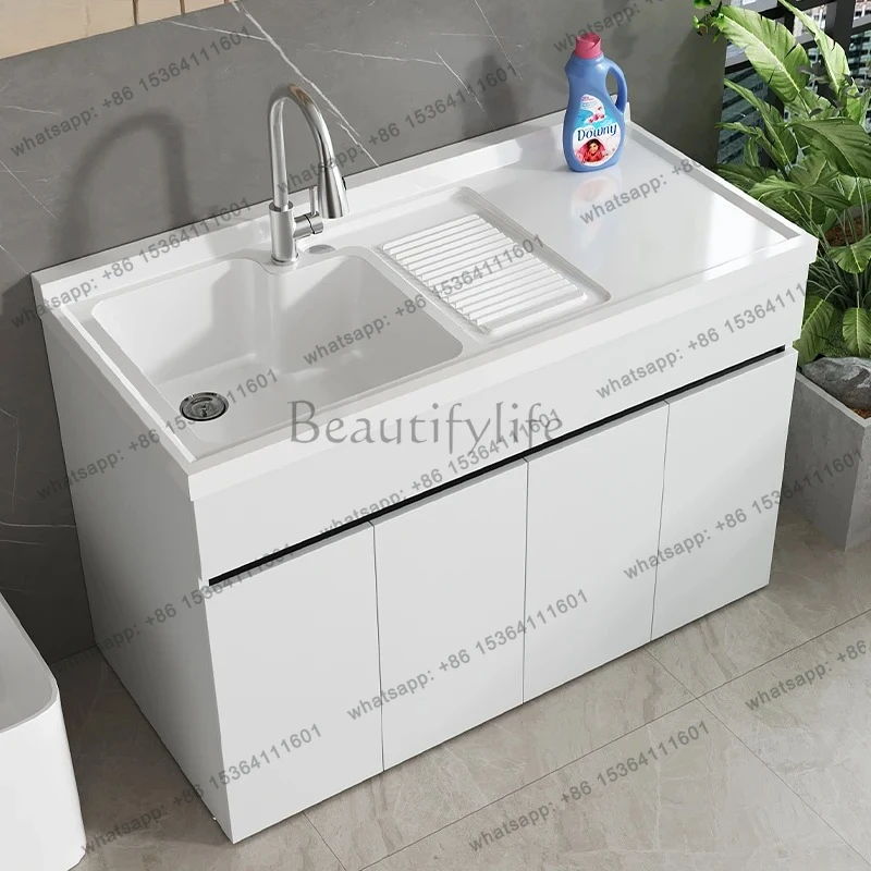 balcony laundry pool basin integrated with rubbing board household small apartment laundry cabinet slot