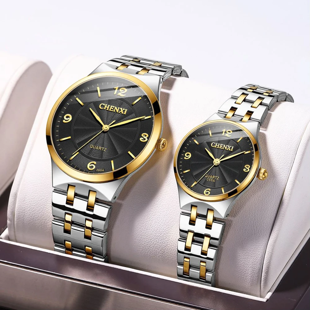 CHENXI, relojes originales de marca para hombre y mujer, reloj de cuarzo informal de acero inoxidable para hombre, relojes de pulsera analógicos impermeables para negocios para hombre