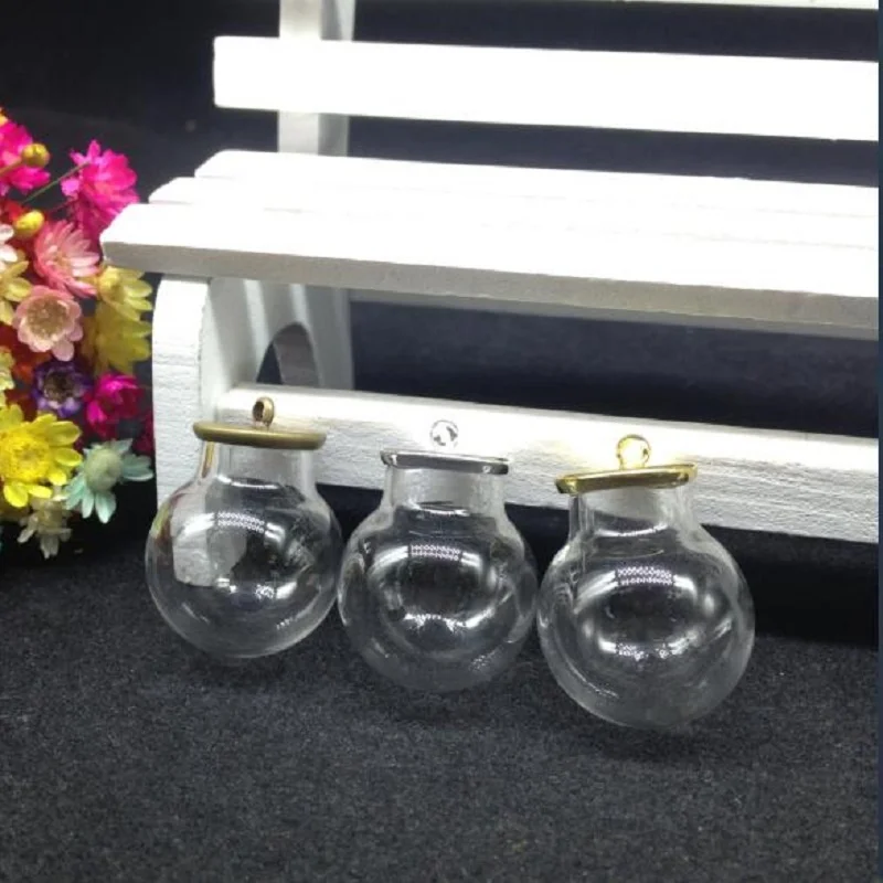 500sets/lot 20*12mm diy glass globes display with classic base set glass bubble jars DIY glass vials necklace pendant jewelry