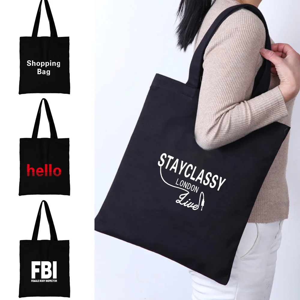 

Shopping Bag for Women Canvas Shoulder Bags Shopper Handbag Commute Grocery Handbags Walls Print New Fashion Eco Storage Tote