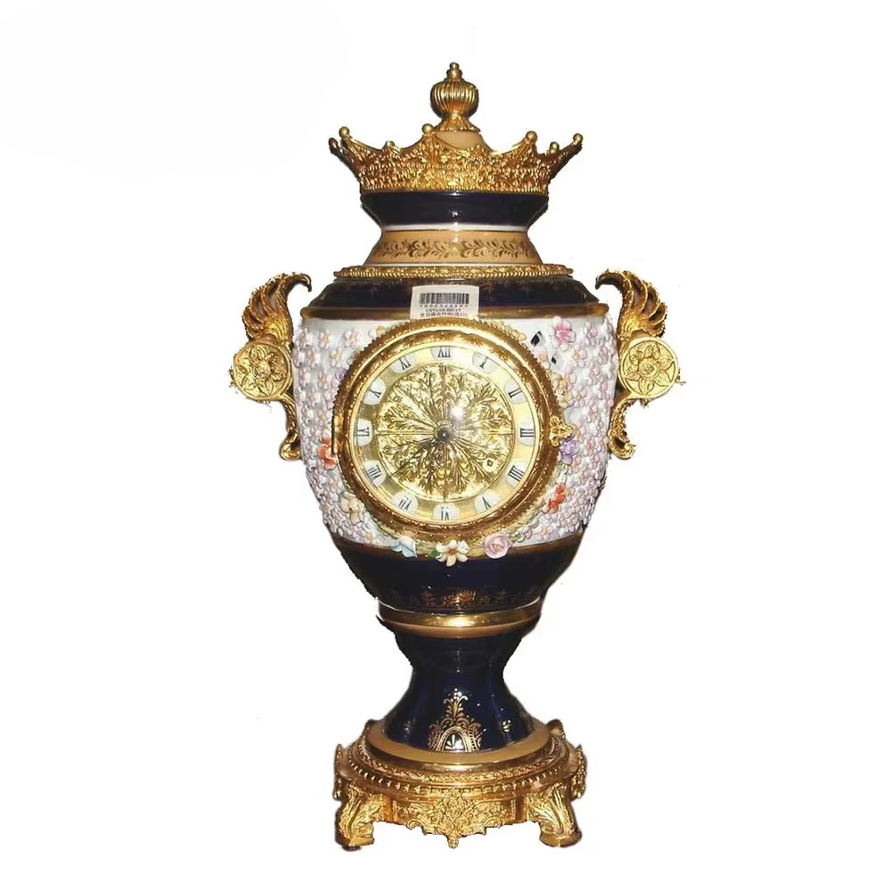 High-end Villa French Home Use creative Clock Light Luxury Exquisite Ceramic Decoration Retro Tabletop Clock