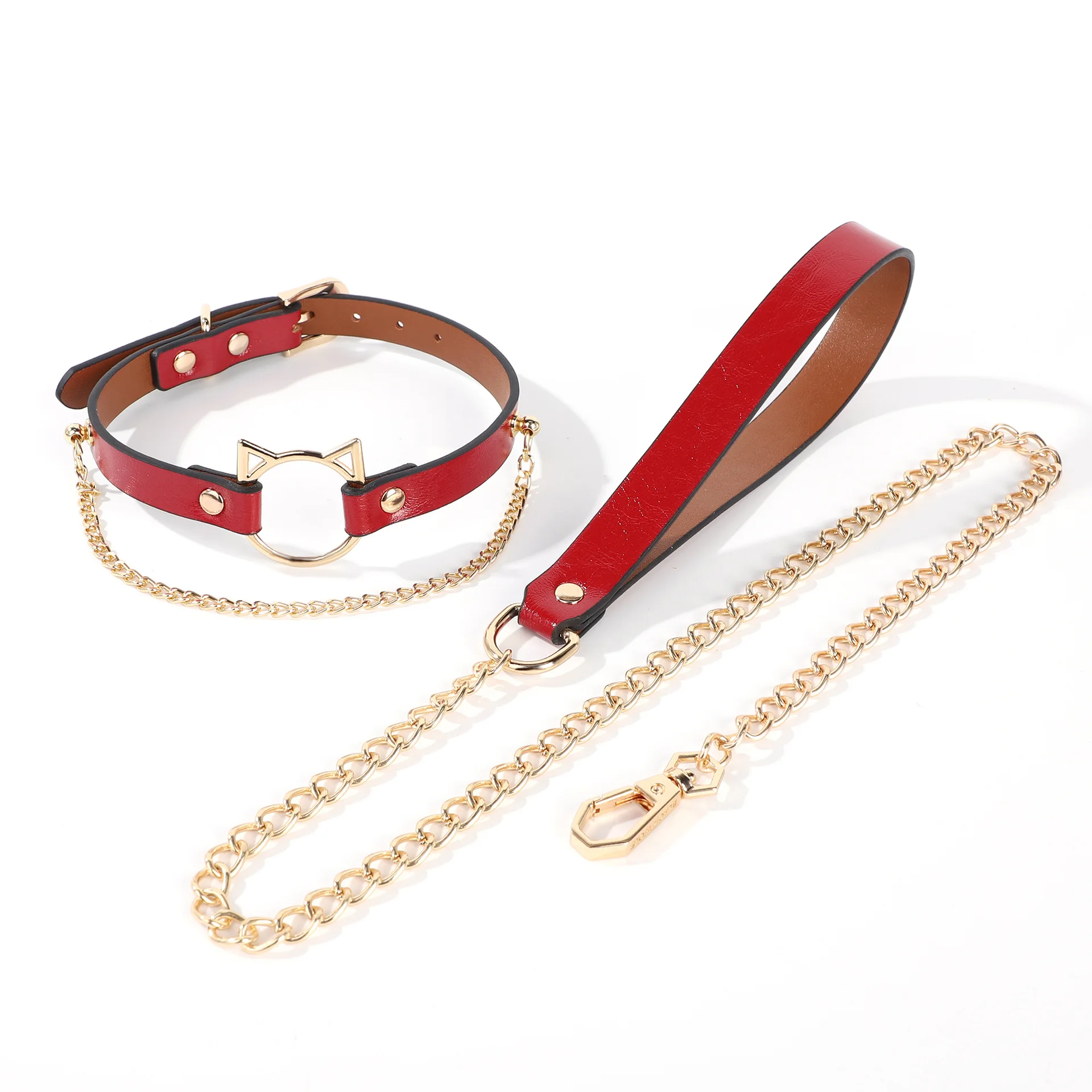 SM Leather Collar Traction Set Training Bondage Collar Master Slave Bondage Training Tool Role-playing Adult Couple Sex Toys