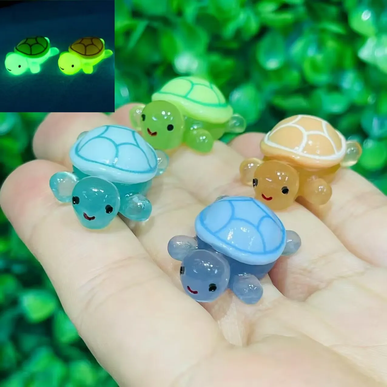 4-8Pcs/Set Shining Luminous Turtle Shoe Decoration Charms Resin DIY For Women Garden Sandals Shoes Accessories Kids Party Gift