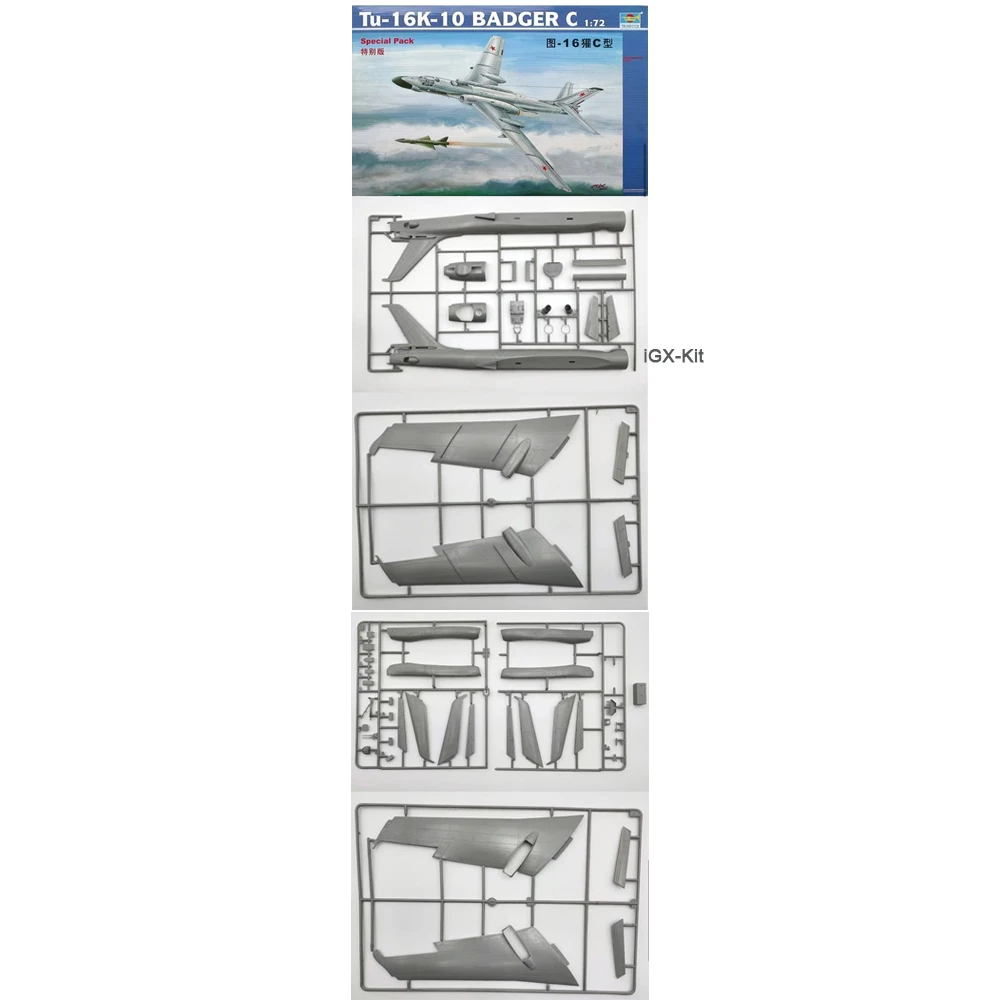 

Trumpeter 01613 1/72 Scale Tupolev TU16 TU-16 TU-16K-10 Badger C Bomber Aircraft Plane Plastic Assembly Model Building Kit