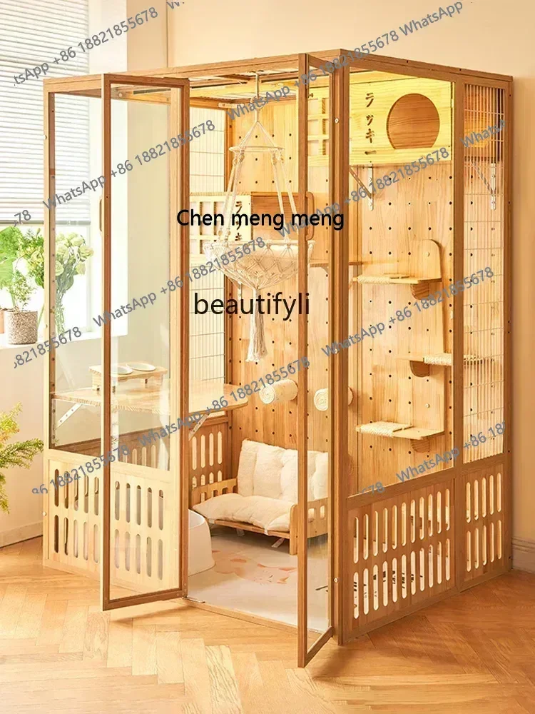 smt7486 new Large Cat Villa  House Home Luxury  Cage Indoor Cattery Villa Panoramic Glass Cat House ss 7486