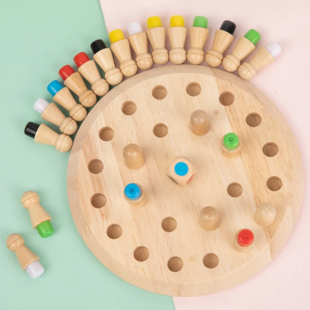 

1Set Wooden Memory Chess Game for Kids 3-12 Years Old Educational Board Game to Develop Logic Thinking Memory and Parent-Child