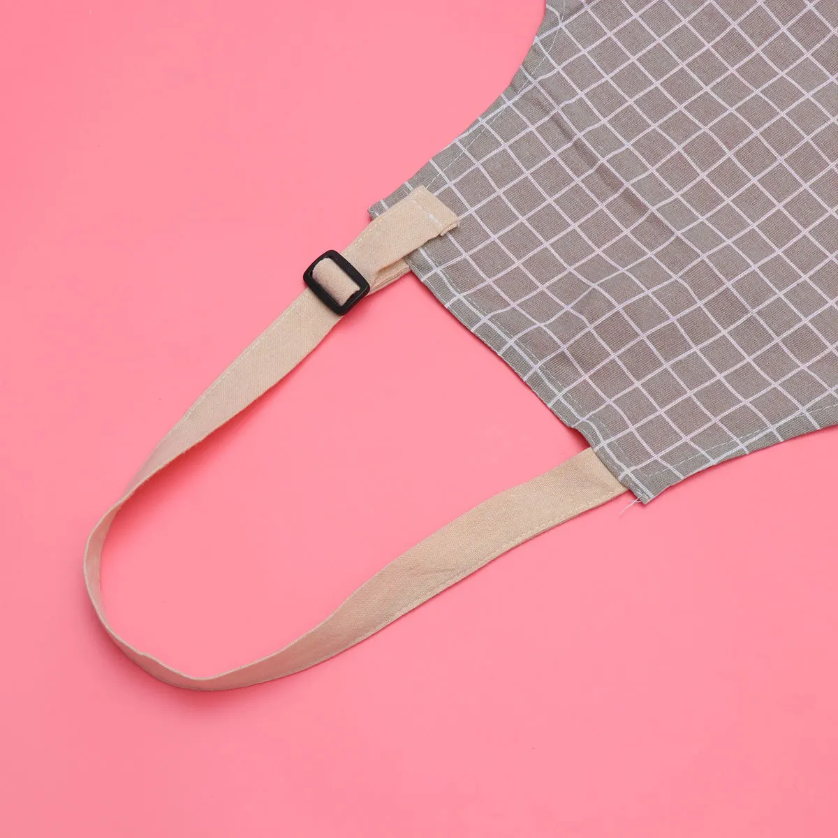 

Checkered Apron Cotton Linen Halter Neck Sleeveless Adjustable for Adults with Pockets Cooking Baking Gardening Serving Kitchen