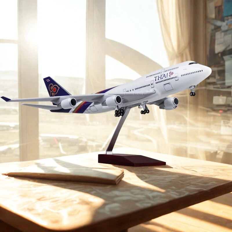 

airplane kids toys for Thai Airways B747 Die-cast Resin scale aircraft 47CM kit for adults Model Aircraft with Lights Collected