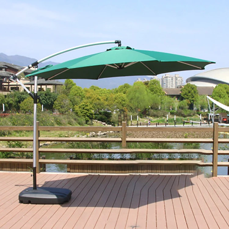 Outside Beach Sun Folding Aluminium 8 Ribs Hanging Parasol 360 Degree Rotating Restaurant Cafe Banana Umbrella