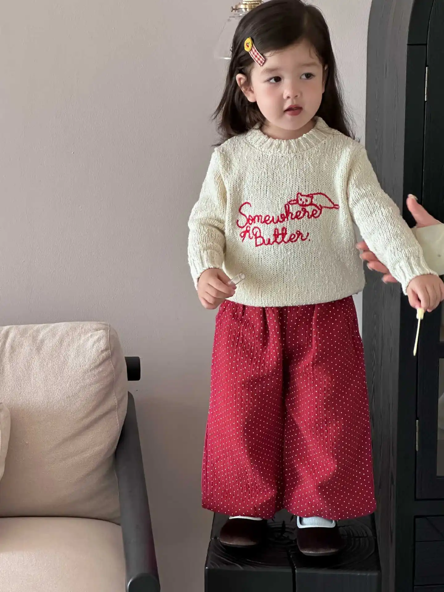 2025 Autumn New Baby Long Sleeve Sweater Infant Letter Print Knitted Pullover Cotton Kids Girls Casual Sweater Toddler Clothes