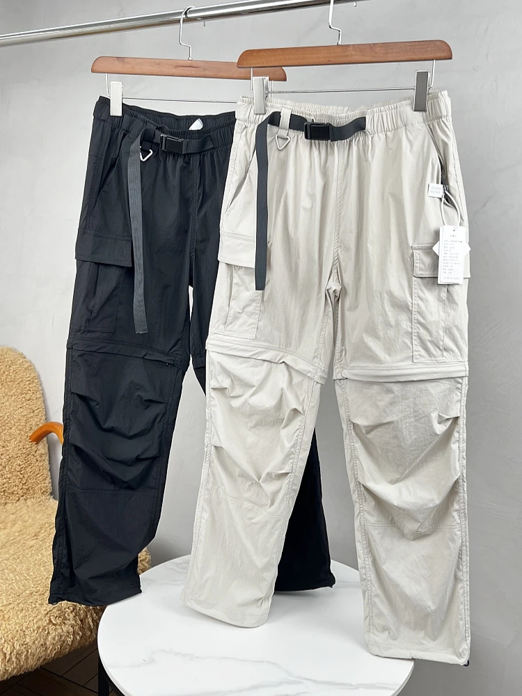 

Tee-in-One Detachable Outdoor Workwear Lightweight Elastic Summer Trousers Qui Dry Multi-ket Urban Faion Youth Pants
