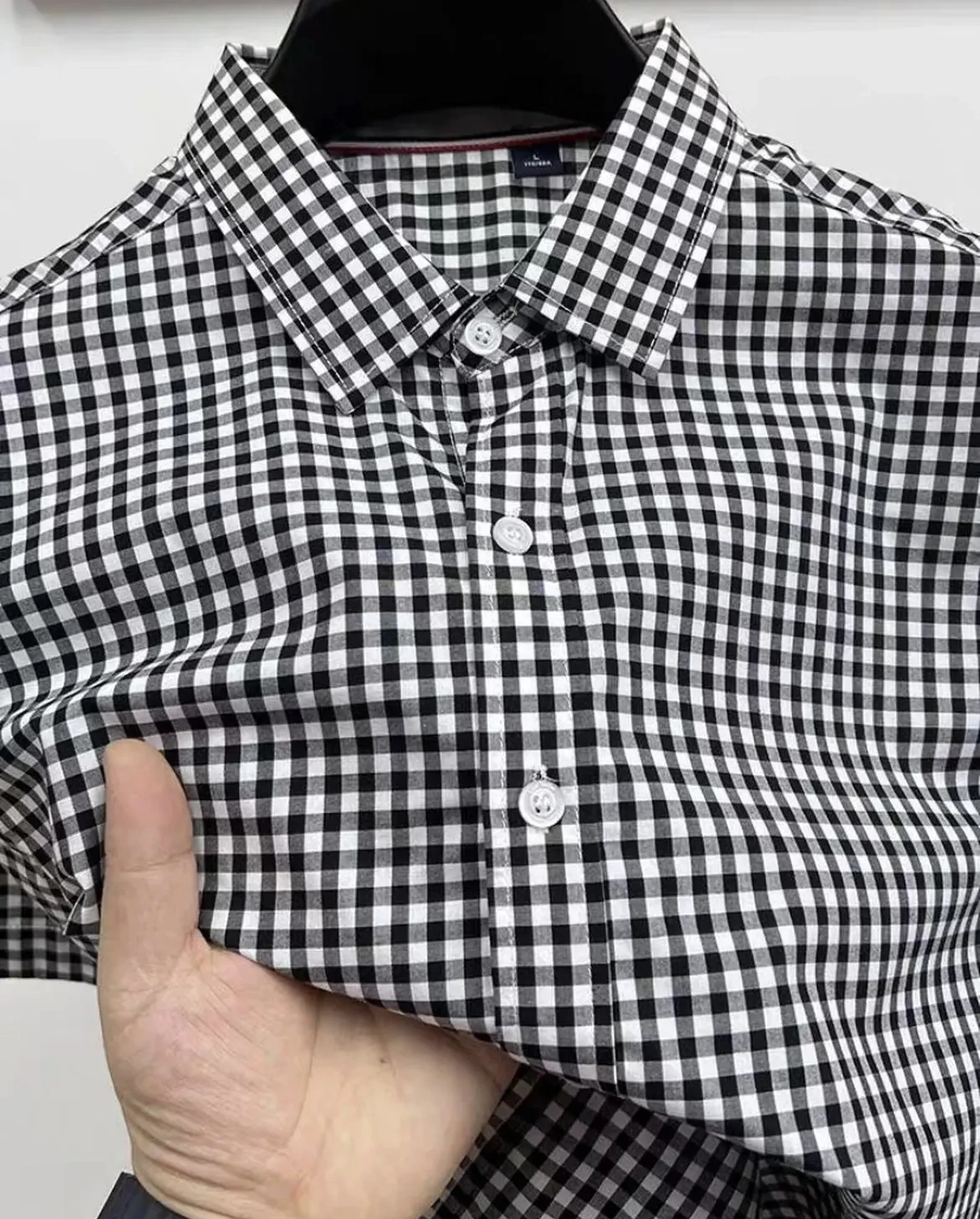 100% Pure Cotton Summer New Checked Short-Sleeved Shirt, Fashionable, Casual and Versatile Men's Shirt, No Ironing Required
