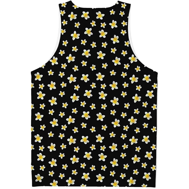 Mens Sleeve Vest Full Print Plumeria Flower Pattern Tanks Tops For Women Fashion Oversized Quick Dry Tee Shirts Tops