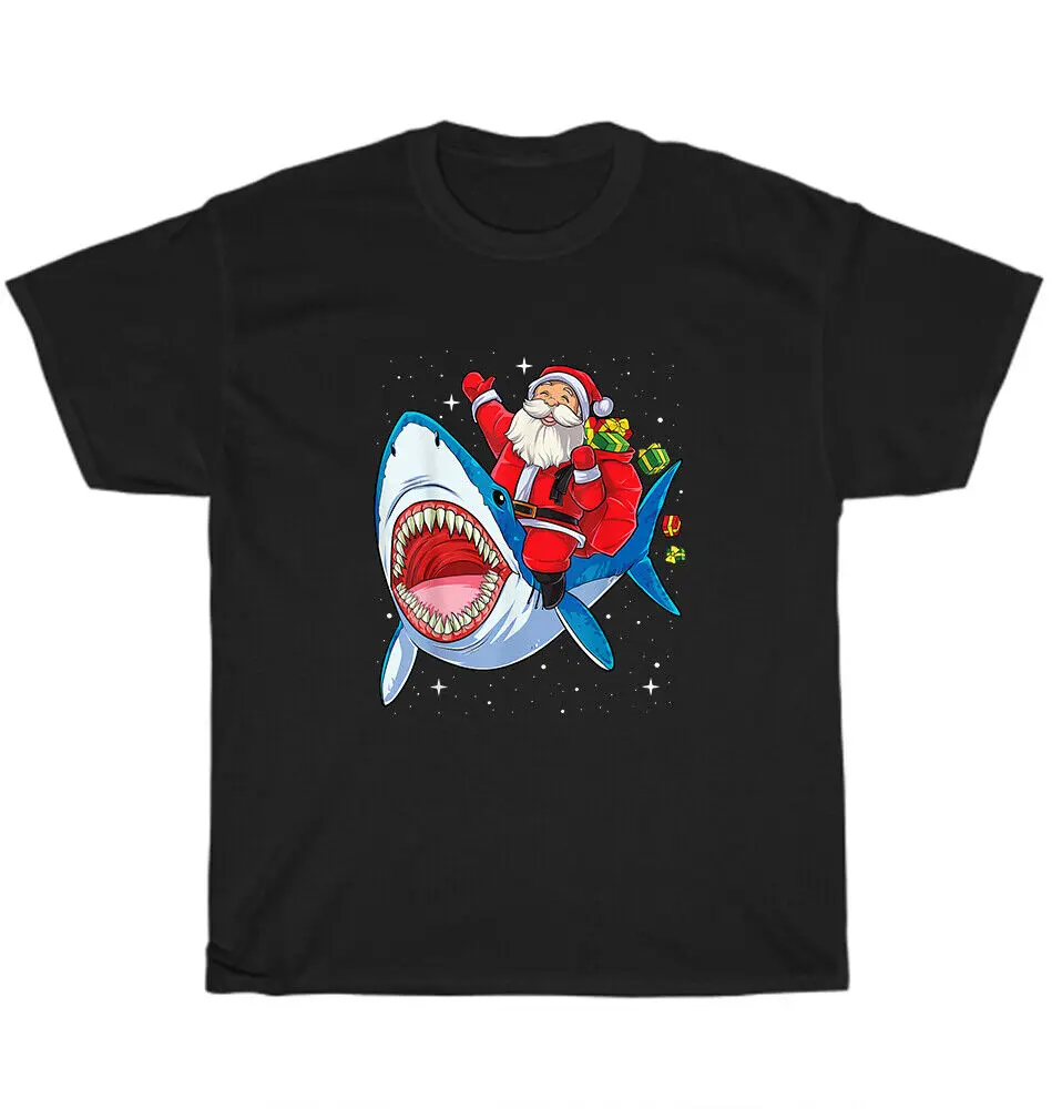 Christmas Santa Claus Riding Shark Xmas Galaxy Space T-Shirt Unisex Tee Gift NEWUnisex Summer Cotton Luxury Brand Super Size