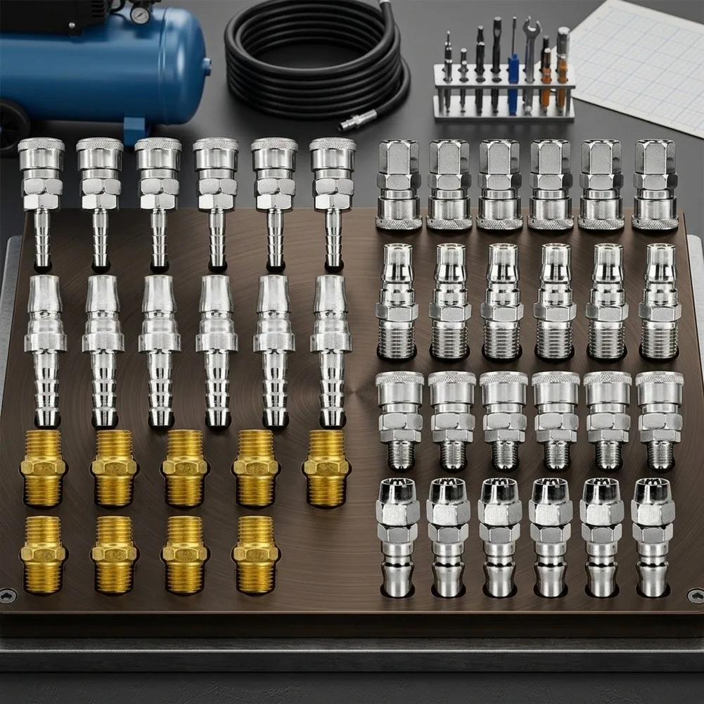 45 Piece Air Quick Connect Kit with Anti Detachment Design for High Pressure Stable Connection Low Pressure Loss