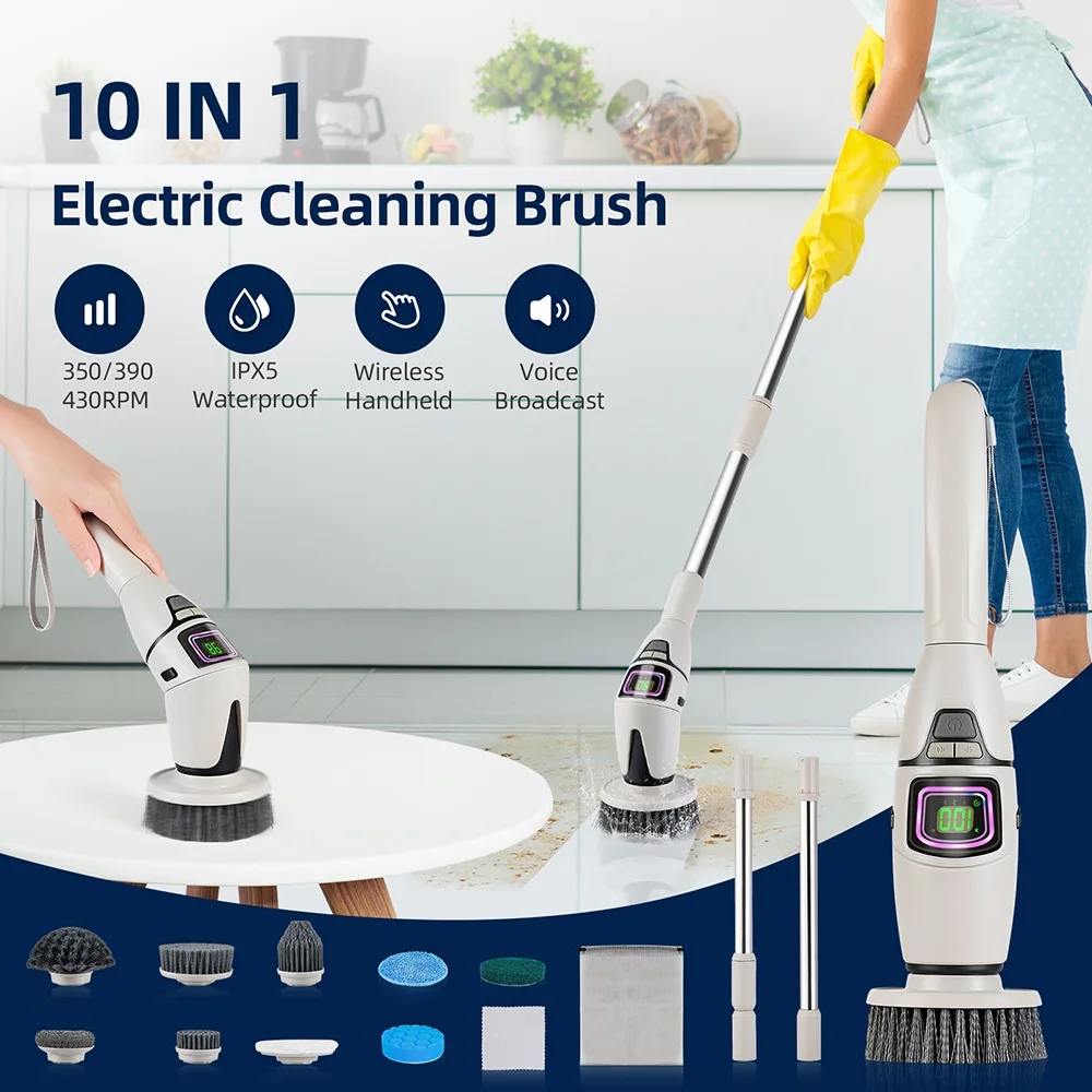 Electric Cleaning Brush Electric Spin Cleaning Scrubber Multifunctional Cleaning Tools Parlour Kitchen Bathroom Cleaning Gadgets