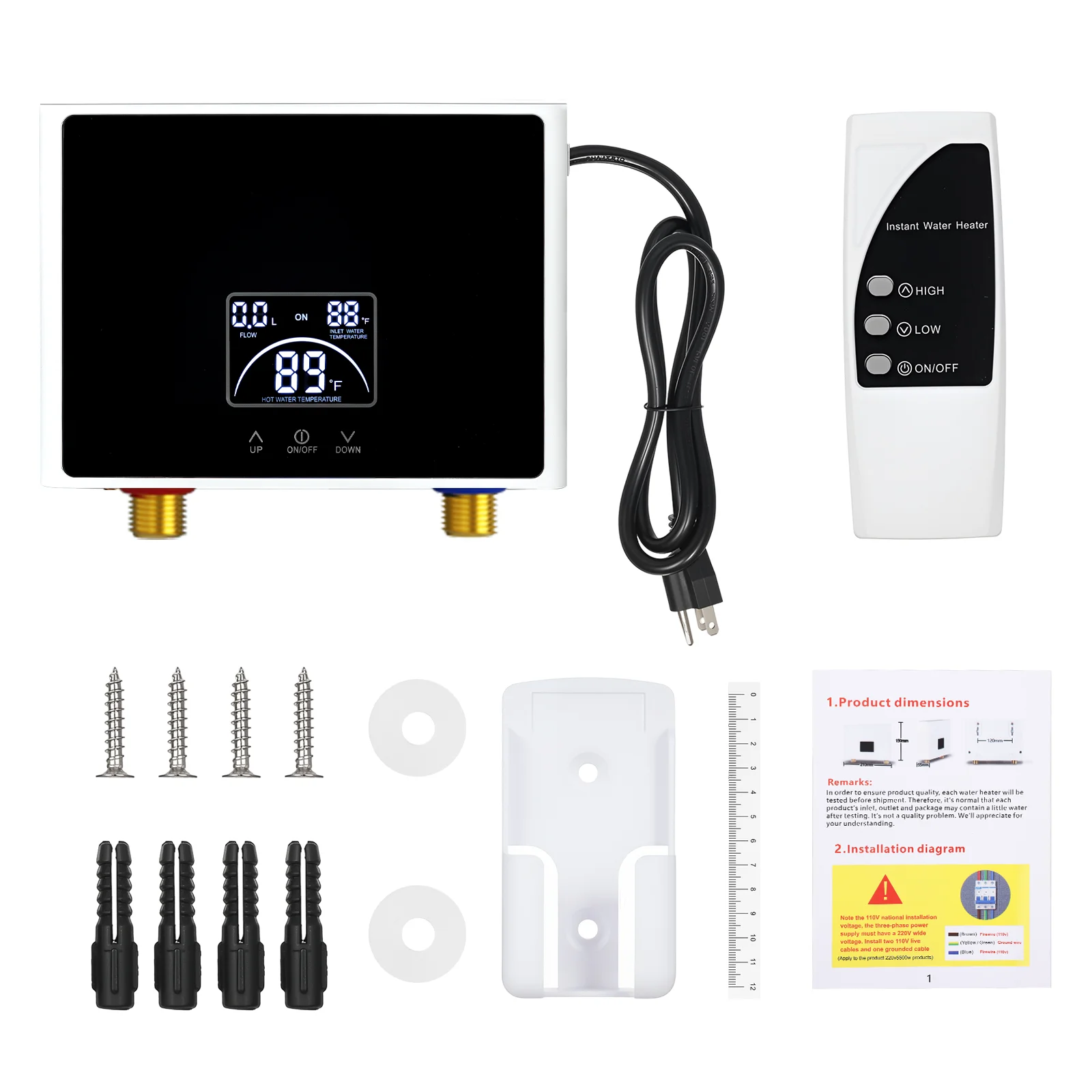 سخان مياه كهربائي صغير بدون خزان مع شاشة ديجيتال للتحكم عن بعد 3000 وات 220 فولت درجة حرارة ثابتة سخان مياه ساخن فوري