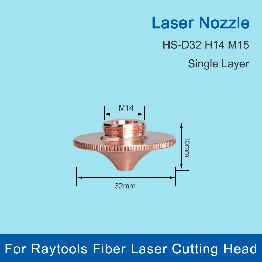  10Pcs/lot Laser Nozzle Single Layer D32 M14 Caliber 0.8mm-5.0mm for Raytools Fiber Laser Cutting Head