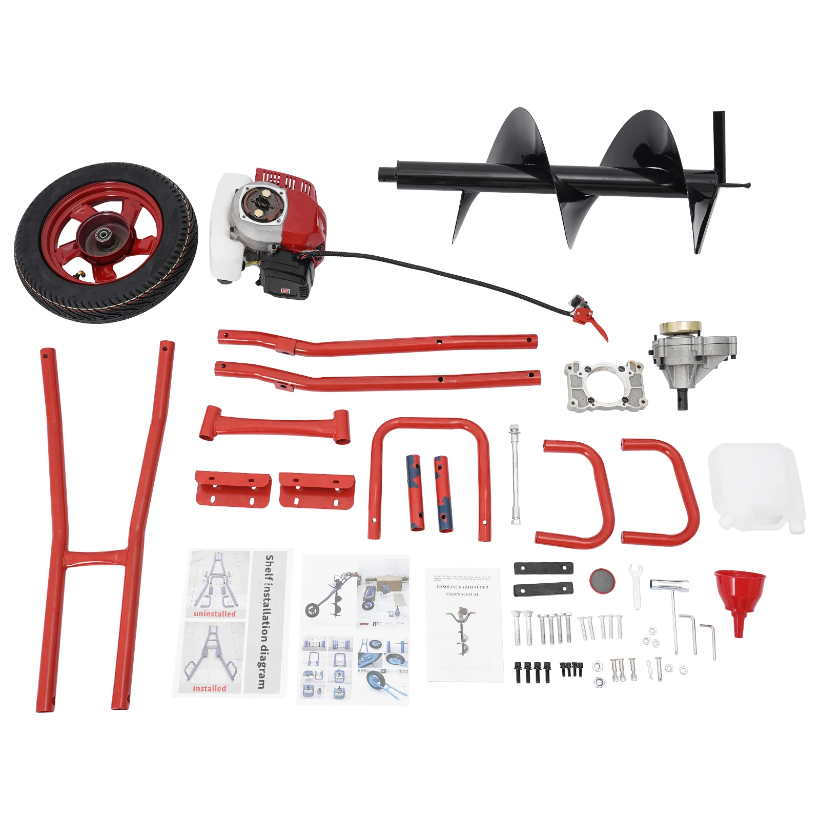 52CC 1.46KW Earth Drill with Wheel Auger Bit Portable for Fence Post Planting Excavation Projects