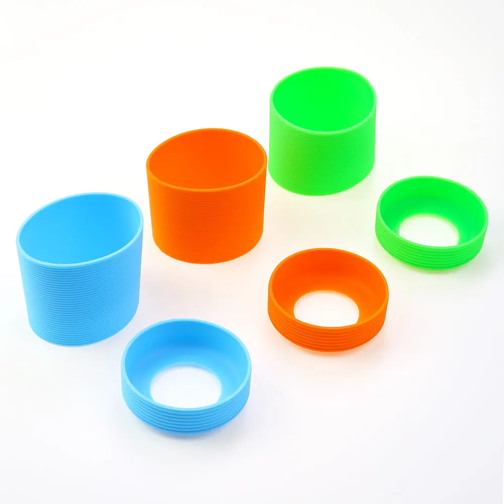 Silicone world 2pcs/set 6.5CM Silicone Cup Cover Stripes Heat Insulated For Glass Cup Sleeve 65MM Silicone Cup Bottom Cover