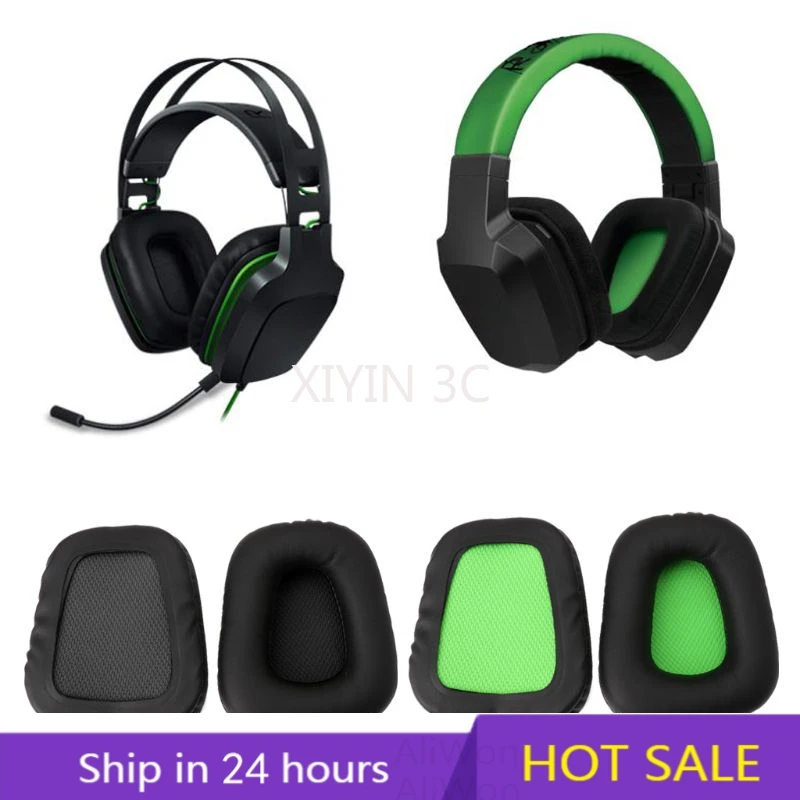 Replacement Ear Pads Foam Cushions Suitable for Razer Electra V1 / V2 Headphones Headset High Quality Black Green 1 Pair Earpads