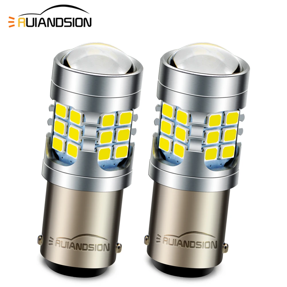 Ruiandsion 2pcs 1142 BA15D 30SMD 2835 LED Interior 6V Brake Daylight Bulb Trailer Replacement Car Marine Boat Light White Yellow