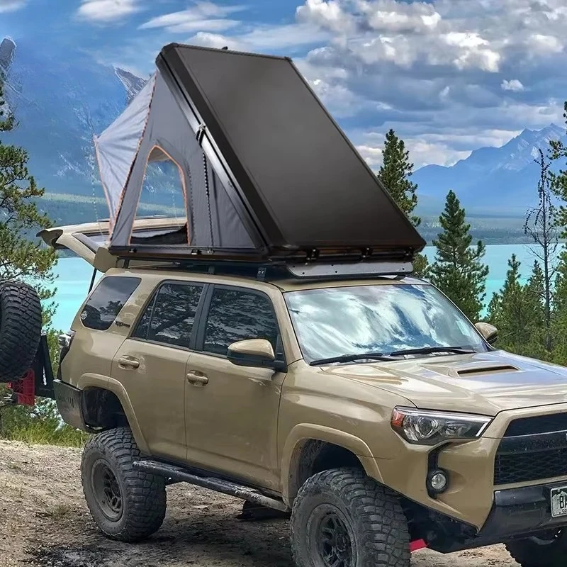 

Black Square Aluminium Rail Roof Top Tent For 3 Persons Waterproof Four-season Double Layer