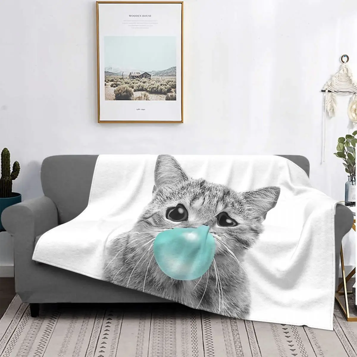 

Cat Blanket Fleece Plush All Season Breathable Lightweight Thin Bubblegum Throw Blankets For bed Plush Thin Quilt