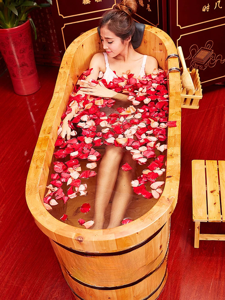 Xiangbai Wooden Bucket Bath Tub Fumigation Bath Solid Wood Bucket Bath Tub Bathtub Adult Wooden Household