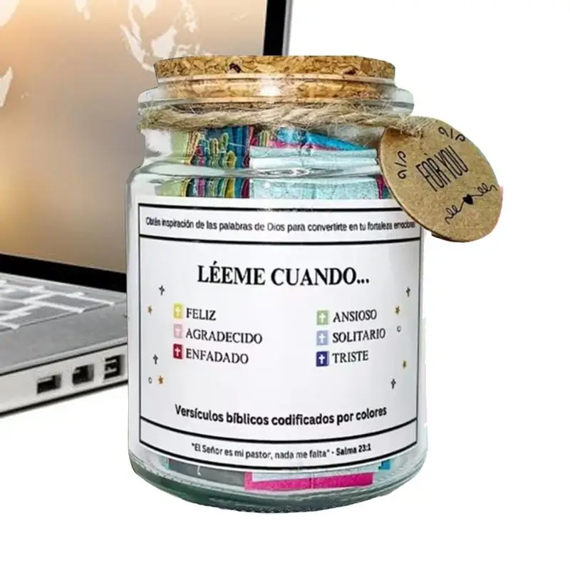 2025 Bible Verses In A Jar Multi Color Scripture Prayer Cards Hope Glass Jar Christian Gifts For Emotions And Feelings