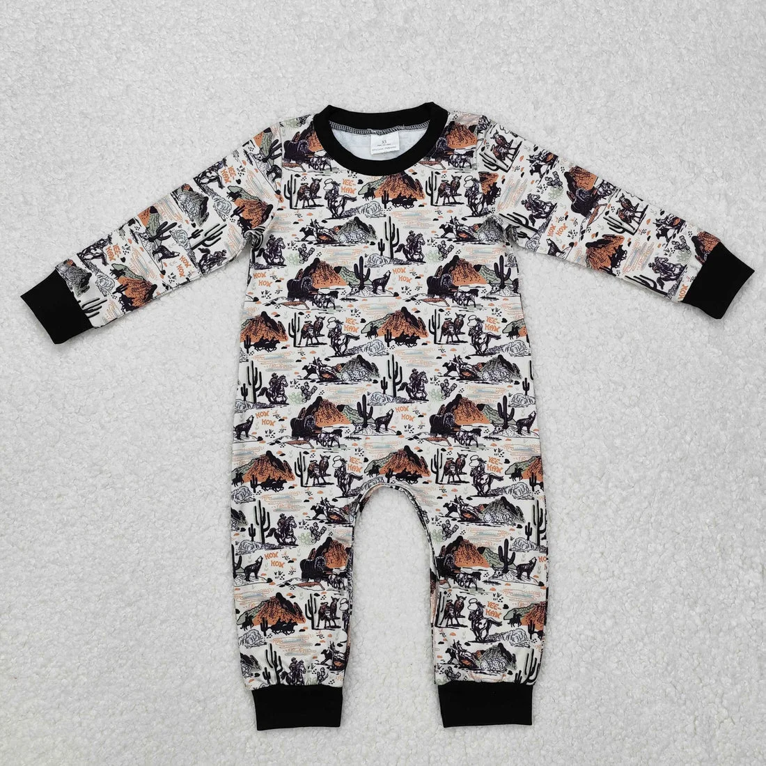 z1216-12 LR1064 Wholesale baby rompers kids clothes boys catcus western long sleeve romper summer Boutique clothing