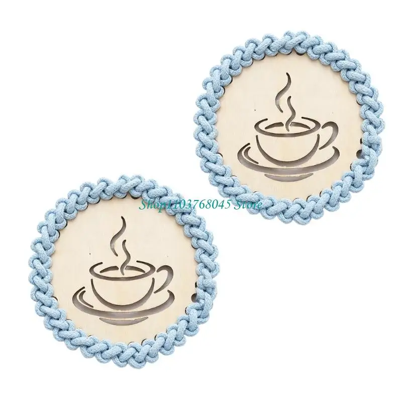 R53F Drink Trivet Set for Hot Cups with Round Cotton Rope and Detail