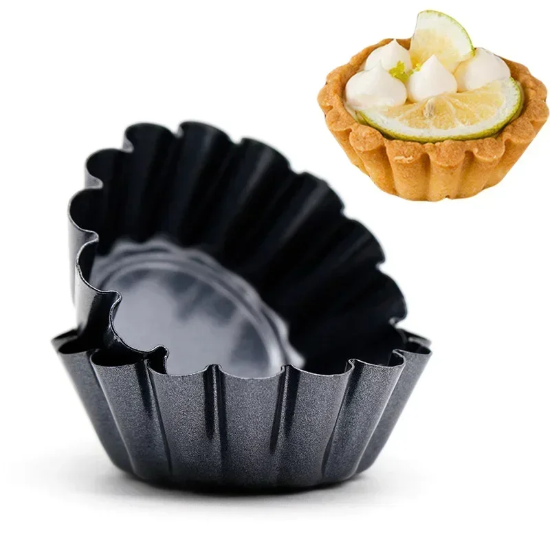 2/4/6/8/12pcs Non-stick Carbon Steel Egg Tart Mould Pie Pizza Cupcake Baking Cup Tartlets Pans Cake Pastry Bakeware Accessories