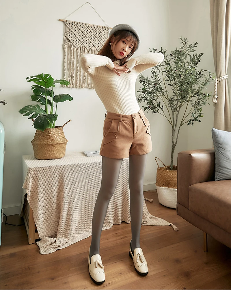 Verdicken Plus Größe Winter Warme Leggings Frauen Fleece Strumpfhosen Frauen Sexy Elastische Transluzente Thermische Strumpfhosen Dünne Samt Strumpf – Detail 11