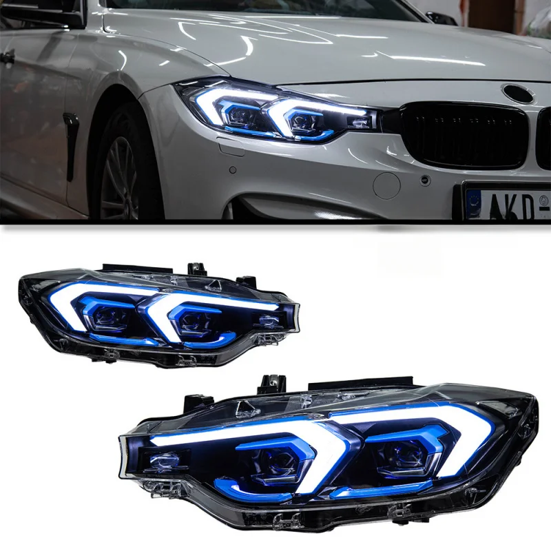 Suitable for 2012-2019 BMW F30 3 Series Modified Models to 2023 Dual Hook Headlight Assembly Turn Signal Light
