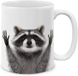 Home Daily Raccoon Printed White Breakfast Drinking Water Coffee Cup Holiday Gift Mug Winter Christmas Milk Cups