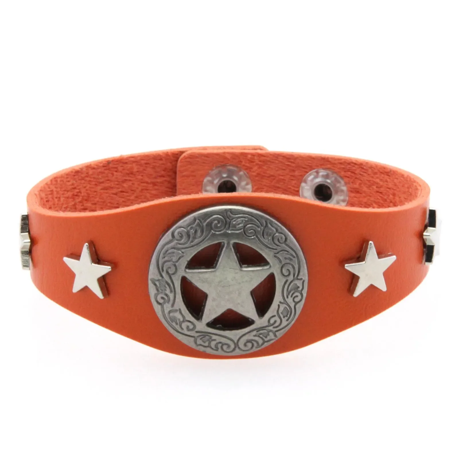 Punk Harajuku Rock and roll Trend Simple Creativity Five-pointed star Multicolored Leather Stainless steel Bracelet Temperament