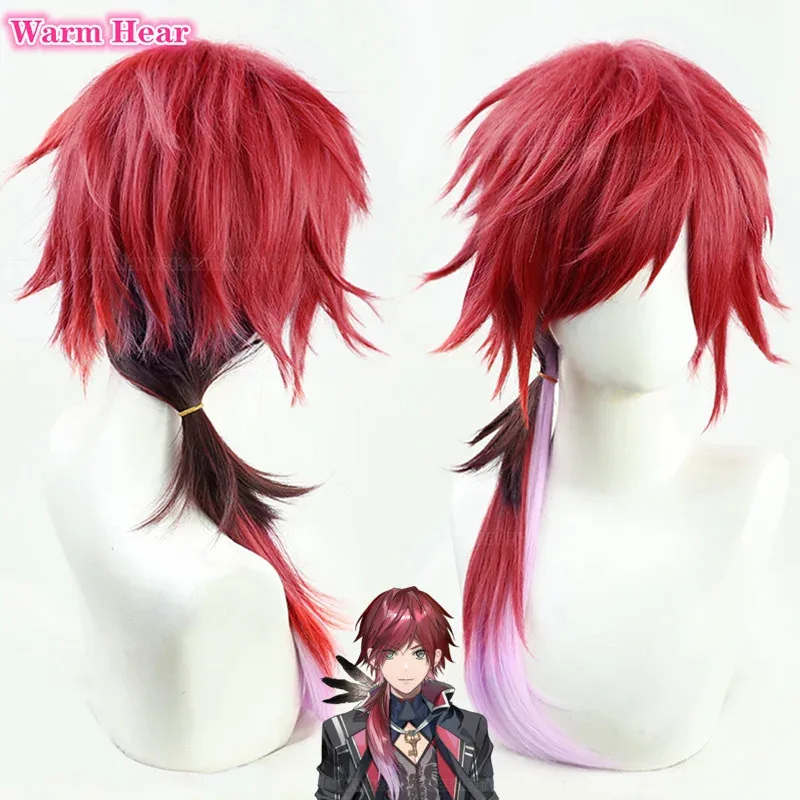 Peluca de Cosplay LQVTuber NIJISANJI EN Lauren Iroas, peluca larga de 60cm con degradado rojo, pelucas de fiesta de pelo sintético resistentes al calor + peluca gratis Ca