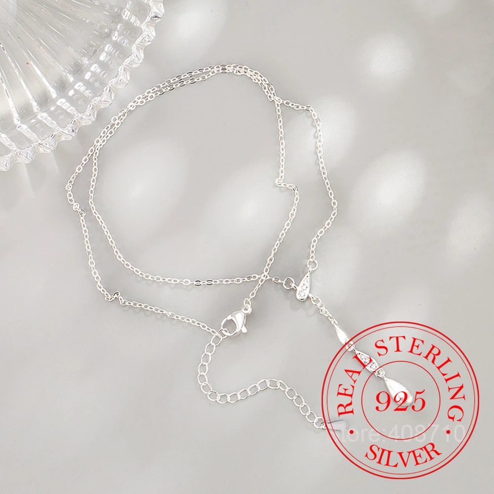 

Ювелирные изделия из стерлингового серебра 925, циркон, кристаллы, цепочки в форме капли воды, ожерелье для женщин, цепочка на ключицы, ювелирные изделия для свадебной вечеринки, подарок