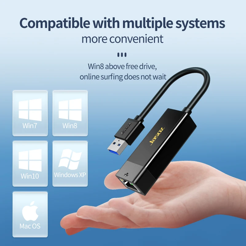 Jasoz USB A to Ethernet Adapter 1000mbps Type-C RJ45 Network Card for PC Macbook Windows 10 Xiaomi Mi Box Laptop Internet Lan