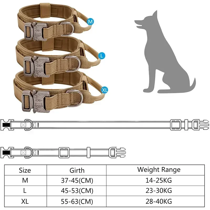 Coleira tática com capacidade de tração, Estilo de esportes ao ar livre, Uso para cães de médio a grande porte, Treinamento