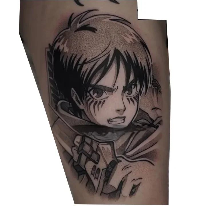 أنيمي هجوم على تيتان المؤقتة الوشم الكرتون مقاوم للماء وهمية الوشم الأسود إرين جايجر دائم هيئة الفن الوشم ملصقات الجسم