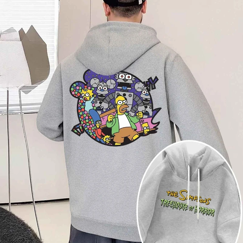 Felpa con cappuccio in pile The Simpsons Family da uomo autunno e inverno, unisex, alla moda, stile street, pullover ampio, moda oversize