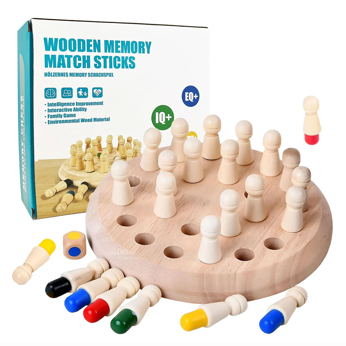 Kids Wooden Memory Chess Board Game Color Match Stick Puzzles Cognitive Learning Educational Toys for Children