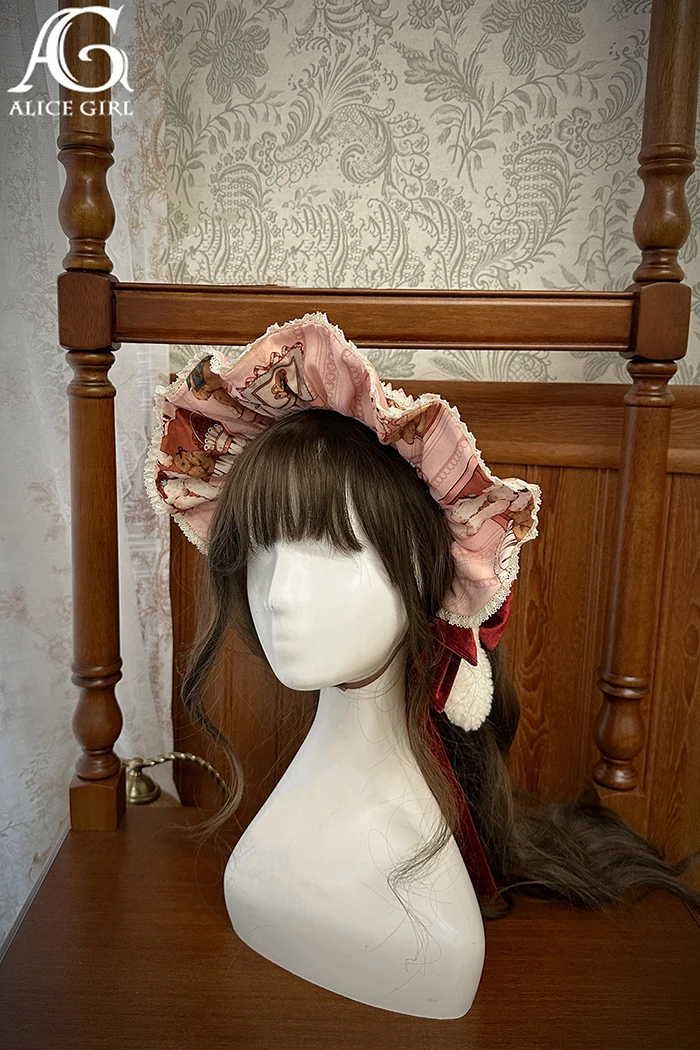 Lolita Bear Doll Wall Clashing Colours Side Clips Bnt Lamb's Ear Bow Headpiece by Alice girl