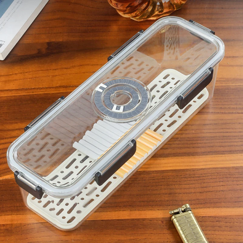 Premium 400 Cigarettes Timer Case Airtight Moistureproof Clear Storage Container Large Capacity Gift for Men Smokers Home Office - view 6