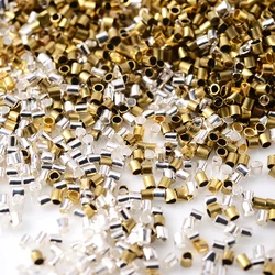 500Pcs Gold Copper Cylinder Round Tube Crimp End Beads Stopper Spacer Beads Cord Tip Wire Connectors for Jewelry Making Findings