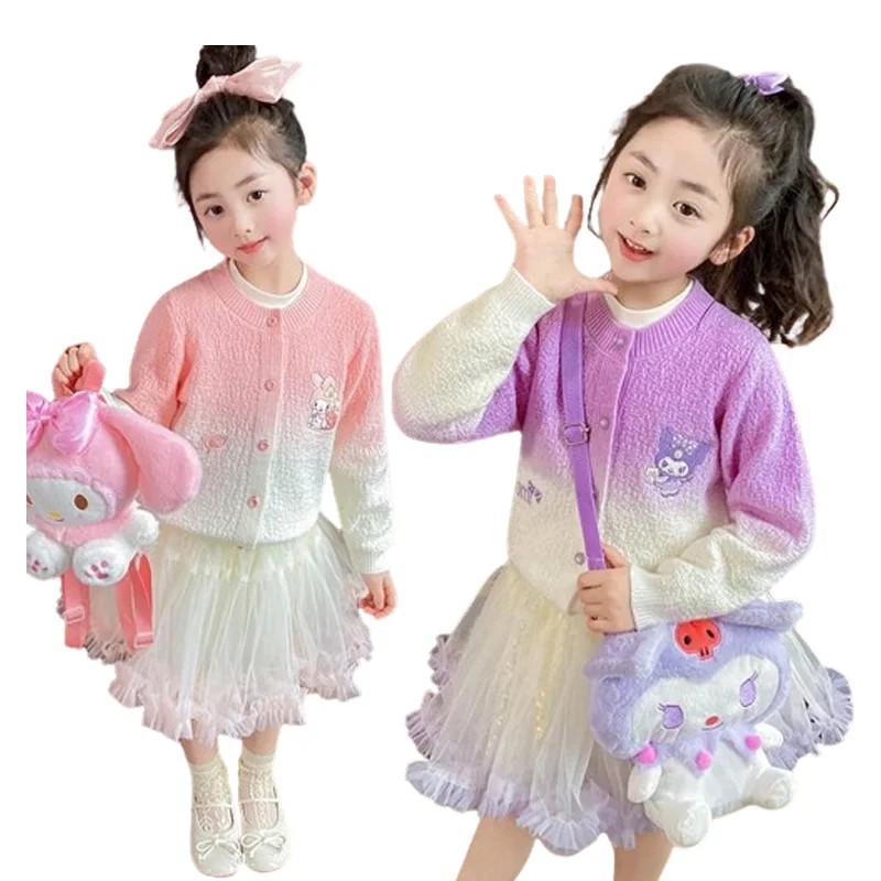 

New Sanrios Small Fragrance Suit Kuromi My Melody Dress Cartoon Summer Princess Dress Anime A-Line Dress Kawaii Cute