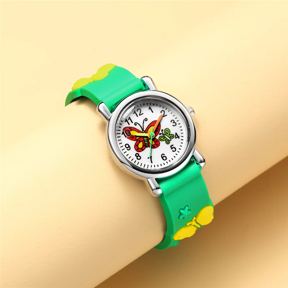 귀여운 달콤한 나비 스타일 어린이 만화 시계, 소년 소녀