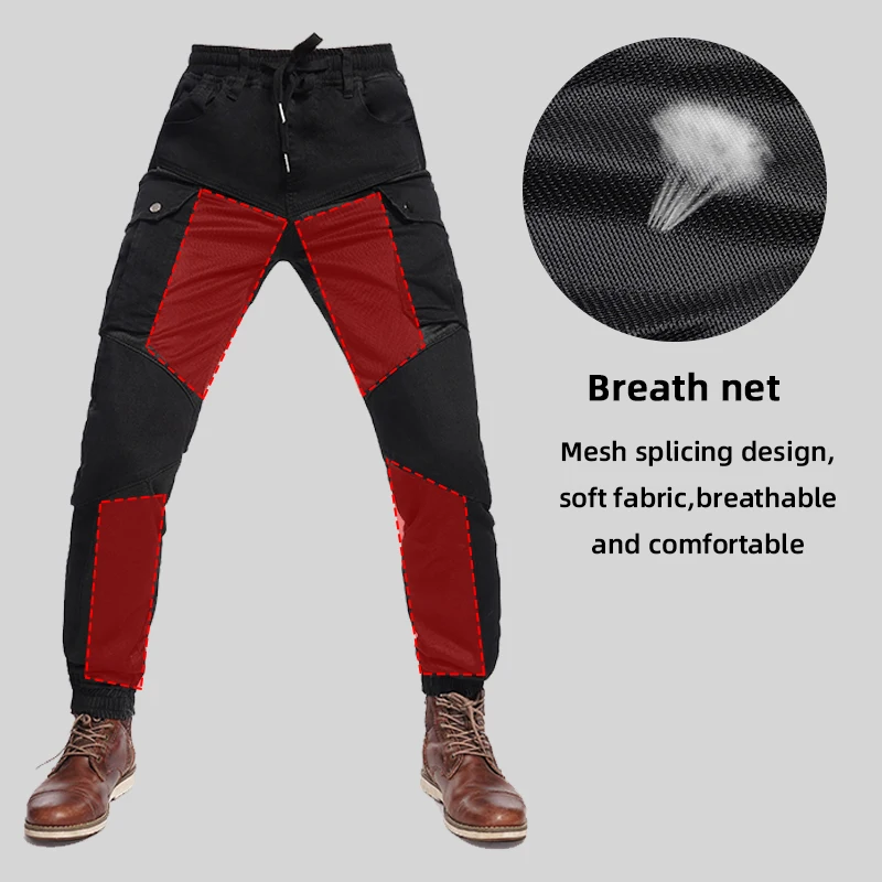 Unisex Summer Mesh Motorcycle Cargo Pants Men Women Breathable Anti-Fall Riding Trousers With Detachable Protective Gear